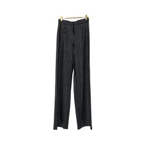 High-Waisted Straight-Leg Rhinestone Pants - Black - S